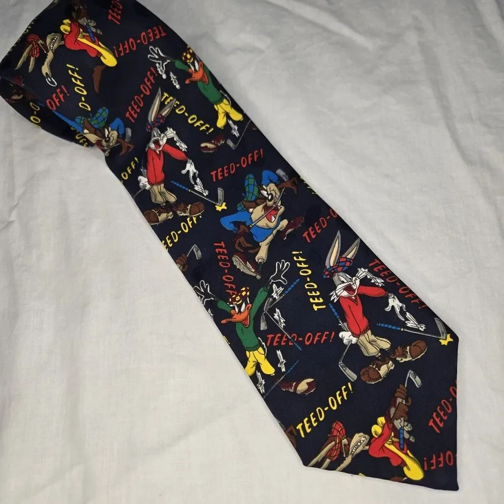 Looney‎ Tunes Golf Mania Teed Off Vintage Neck Tie Vintage 1995